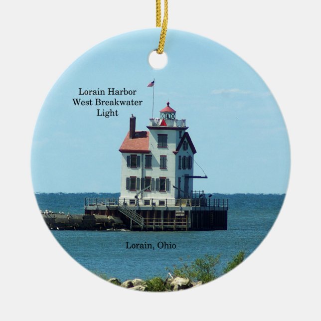Ornamento De Cerâmica Lorain Harbor West Breakwater Ornament Light (Frente)