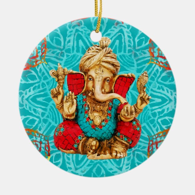 Ornamento De Cerâmica Lord Ganesha - Mídia mista (Frente)