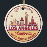 Ornamento De Cerâmica Los Angeles California City Skyline Emblem<br><div class="desc">Design de arte colorida de Los Angeles com monumentos e marcos da cidade da Califórnia.</div>