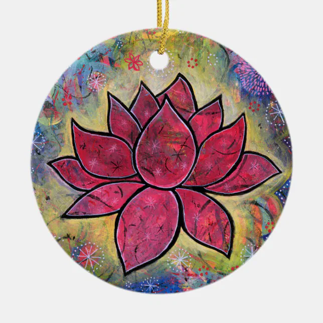 Ornamento De Cerâmica Lotus Blossom Flor com título Transcend