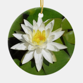 Ornamento De Cerâmica Lotus Branco