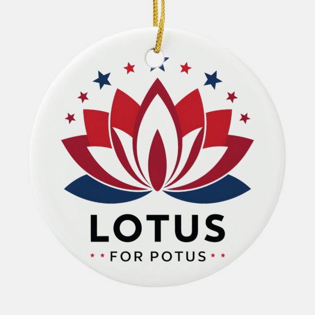 Ornamento De Cerâmica Lotus para POTUS Kamala Harris 2024 (Frente)