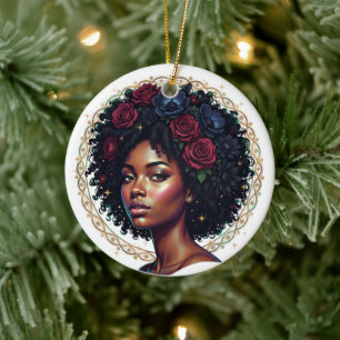 Ornamento De Cerâmica Loucuras de Menina Negra Festa com Arte Afro Diva