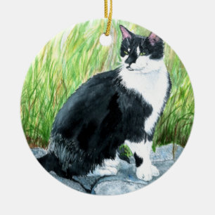 Ornamento De Cerâmica Louie o gato do smoking