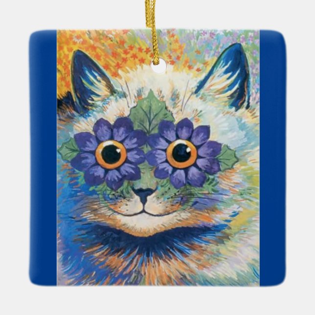 Ornamento De Cerâmica Louis Wain Psychedelic Cat (Frente)
