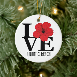 Ornamento De Cerâmica LOVE Atlantic Beach Red Hibiscus