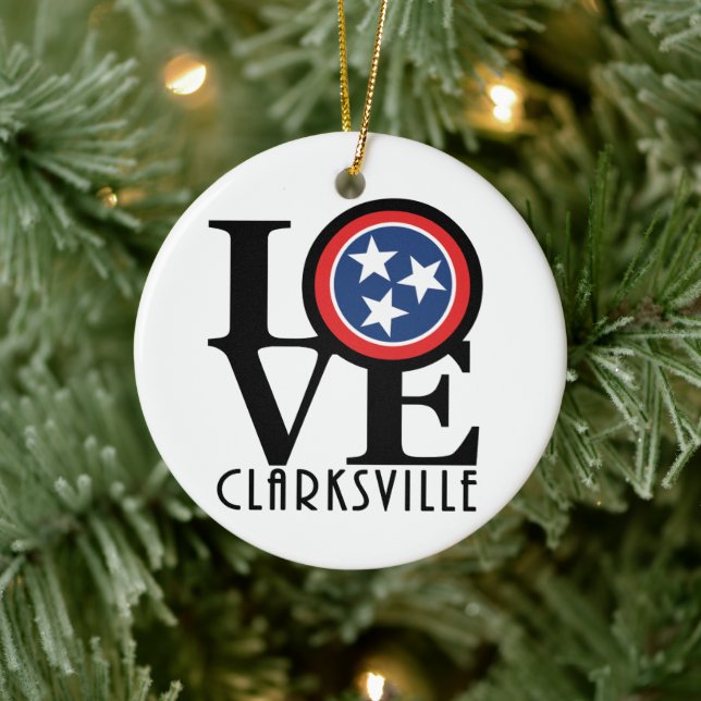 Ornamento De Cerâmica LOVE Clcarksville TN (Árvore)