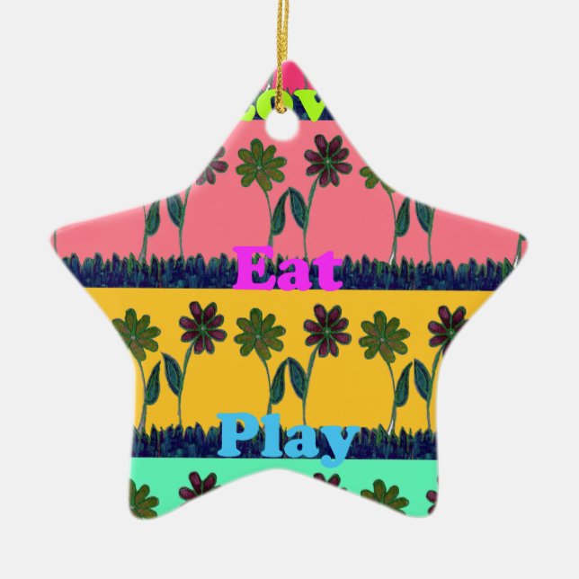 Ornamento De Cerâmica Love Comer Play Art Impressão (Frente)