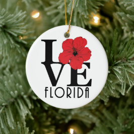 Ornamento De Cerâmica LOVE Florida Red Hibiscusq