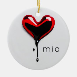 Ornamento De Cerâmica love heart monogram name modern minimal Christmas