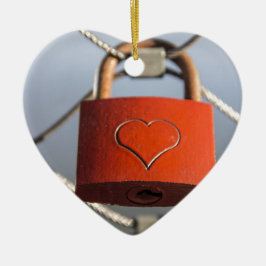 Ornamento De Cerâmica Love Heart Padlock
