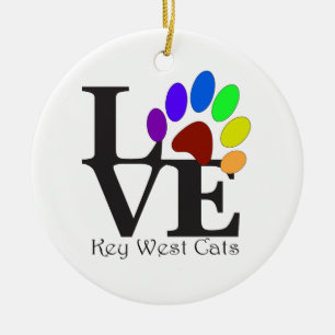 Ornamento De Cerâmica LOVE Key West Cats