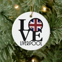 Ornamento De Cerâmica LOVE Liverpool England (UK Flag)