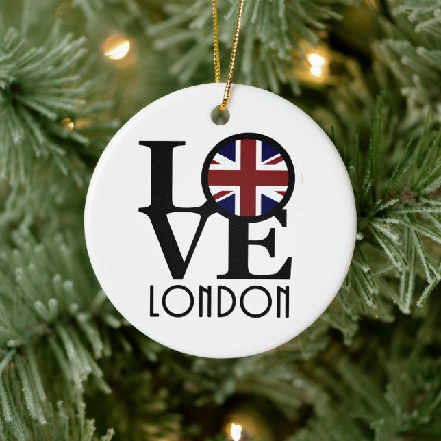 Ornamento De Cerâmica LOVE London (UK Flag) (Árvore)
