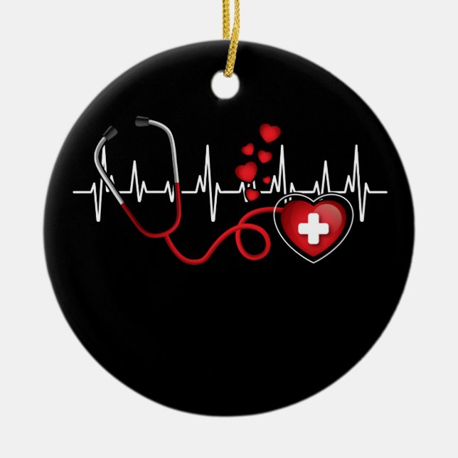 Ornamento De Cerâmica Love My Nurse, Happy Valentine's Day (Frente)