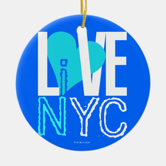 Ornamento De Cerâmica Love NYC Live In NYC Ornament Blue Green (Frente)