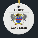 Ornamento De Cerâmica Love Santo Barth<br><div class="desc">Mostre orgulho pela sua herança e mostre esta bandeira para o Santo Barthelemy no seu próximo design.</div>