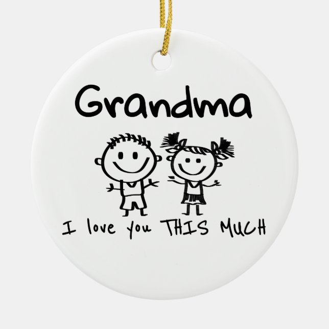 Ornamento De Cerâmica Love You Grandma Kids Art Personalized Gift (Frente)