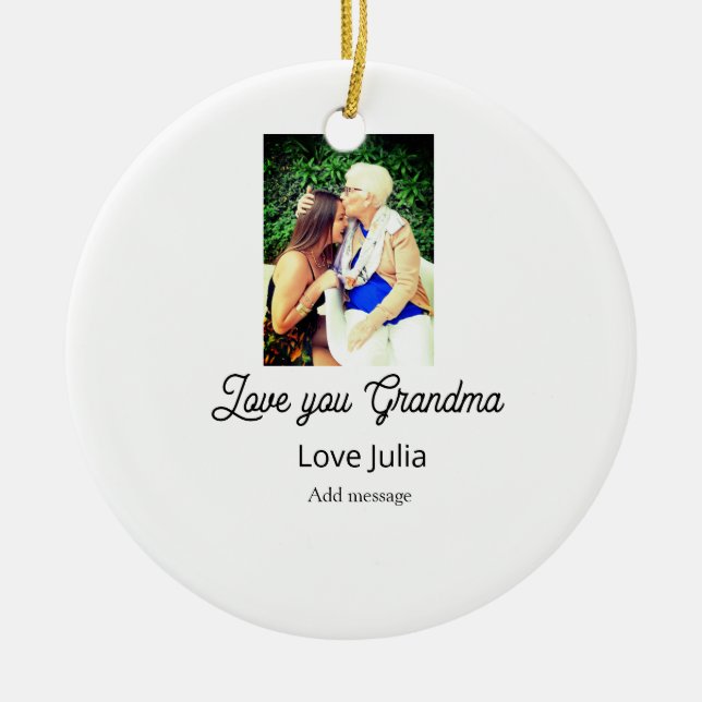 Ornamento De Cerâmica Love you Grandma photo name love message grandkids (Frente)