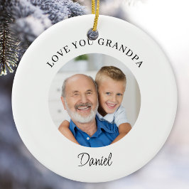 Ornamento De Cerâmica Love You Grandpa Keepsake Photo