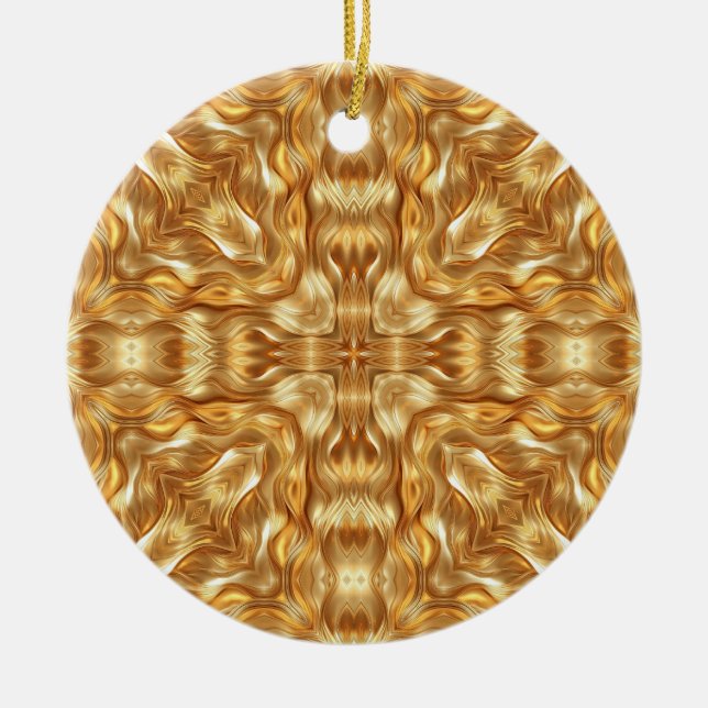 Ornamento De Cerâmica Lovely golden abstract pattern (Frente)