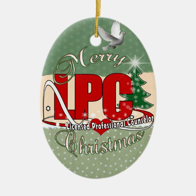 Ornamento De Cerâmica LPC CHRISTMAS  Licensed Professional Counselor (Frente)