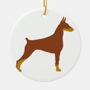 Ornamento De Cerâmica LS Doberman Pinscher Red and Rust silo