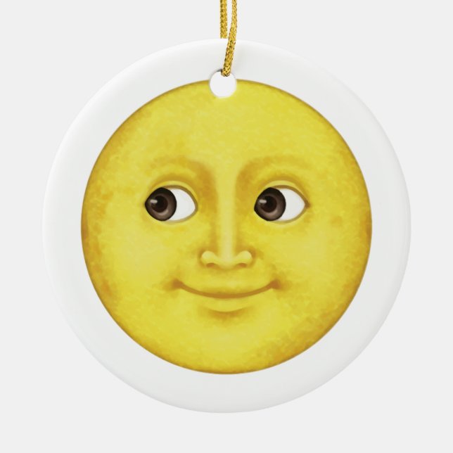 Ornamento De Cerâmica Lua Amarela - Emoji (Frente)