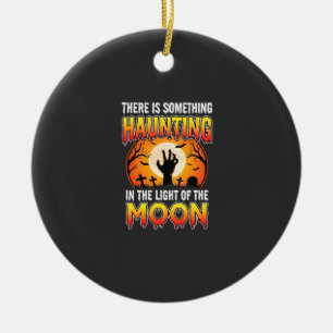 Ornamento De Cerâmica Lua Assombrada de Halloween Cemitério Horror