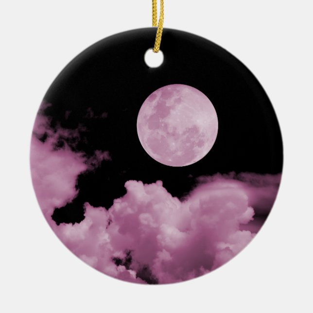 ORNAMENTO DE CERÂMICA LUA CHEIA & NUVENS PRETO & ROSA (Frente)