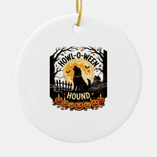 Ornamento De Cerâmica Lua de Comoção de Cachorro de Halloween (2)