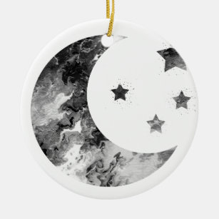 Ornamento De Cerâmica Lua e Estrelas