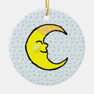 Ornamento De Cerâmica Lua e estrelas