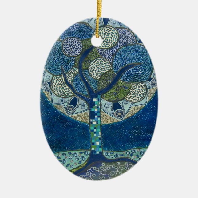 Ornamento De Cerâmica "Lua na flor" (pintura) (Frente)