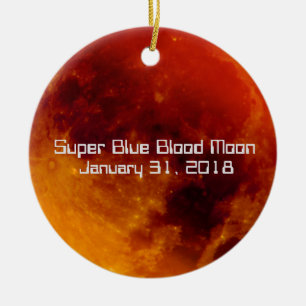 Ornamento De Cerâmica Lua super 2018 do sangue azul