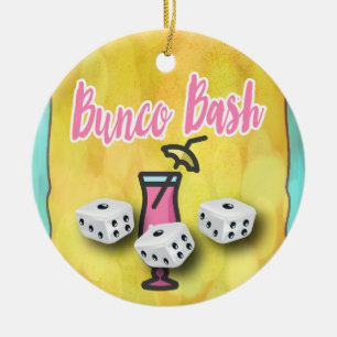 Ornamento De Cerâmica Lucky Dice Bunco Bash