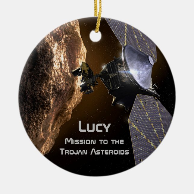 Ornamento De Cerâmica Lucy Mission to Study Trojan Asteroids (Frente)