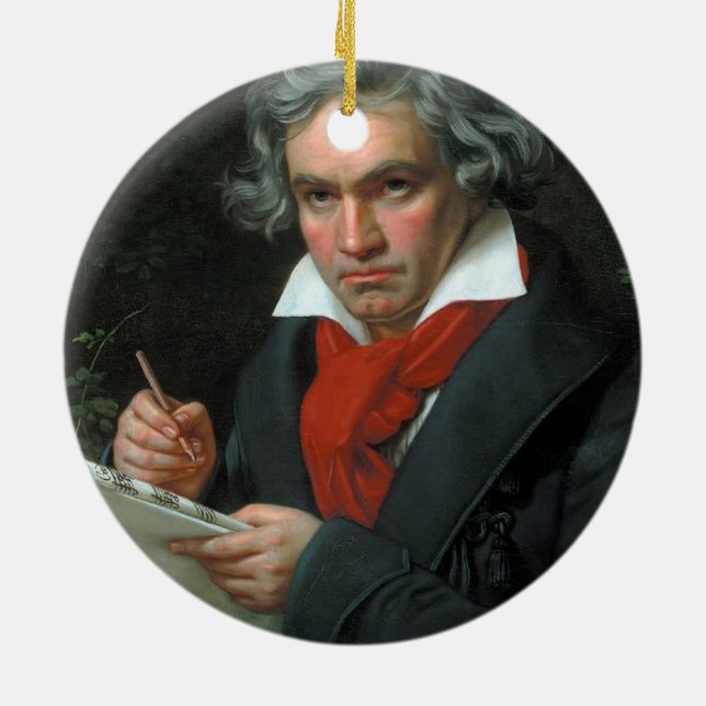 Ornamento De Cerâmica Ludwig van Beethoven Portrait (Traseira)