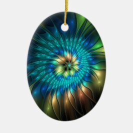 Ornamento De Cerâmica Luminosa Fantasia Flor, Colorida Abstrato Fractal