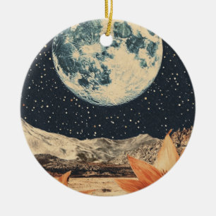 Ornamento De Cerâmica Lunar Bloom Over Sandy Peaks