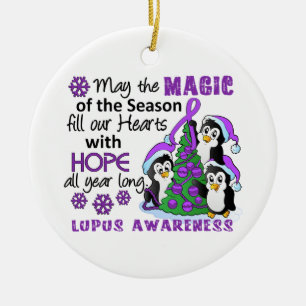 Ornamento De Cerâmica Lúpus dos pinguins do Natal