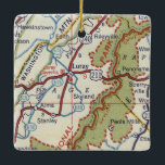 Ornamento De Cerâmica Luray VA Vintage Map<br><div class="desc">Luray VA Christmas ornament made with vintage map from the 1950's,  before interstate highways.</div>