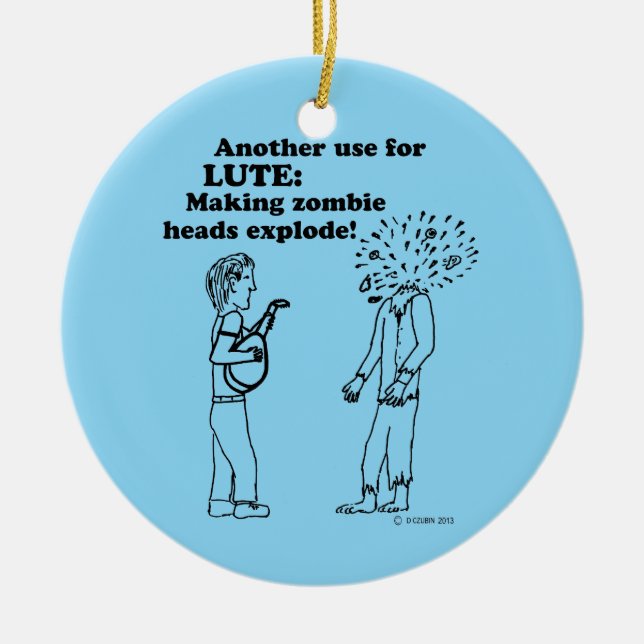 Ornamento De Cerâmica Lute Zombie Explode (Frente)