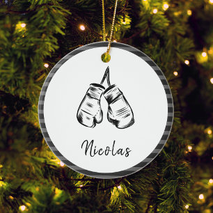Ornamento De Cerâmica Luvas Boxing Desenhadas Design com Strike Personal