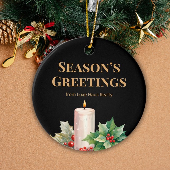 Ornamento De Cerâmica Luxe Black & Gold Real Estate Ornament (Criador carregado)