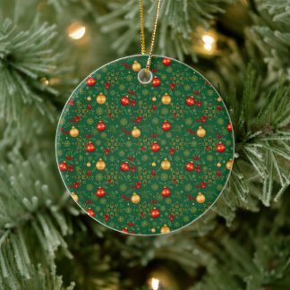 Ornamento De Cerâmica Luxury Emerald Green & Gold Christmas Ornament