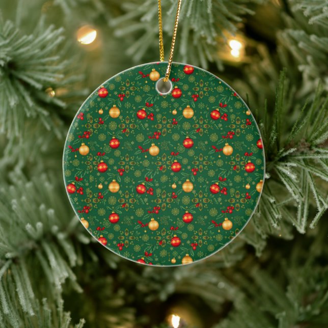 Ornamento De Cerâmica Luxury Emerald Green & Gold Christmas Ornament (Árvore)