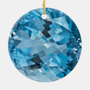 Ornamento De Cerâmica Luz - água-marinha azul março Birthstone de pedr