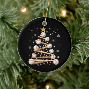 Ornamento De Cerâmica Luz de árvore de Natal de beisebol amante de espor