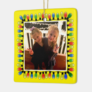 Ornamento De Cerâmica Luzes de festas personalizadas em lado duplo amare